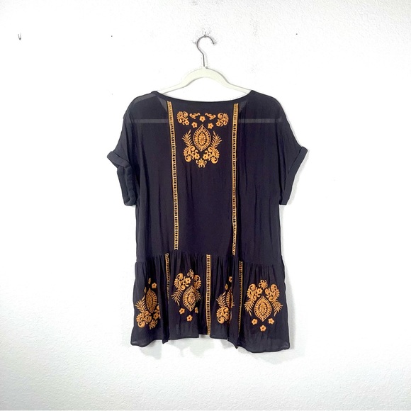 Anthropologie Vanessa Virginia Antala Peplum Top grey orange embroidered size M - Picture 4 of 15